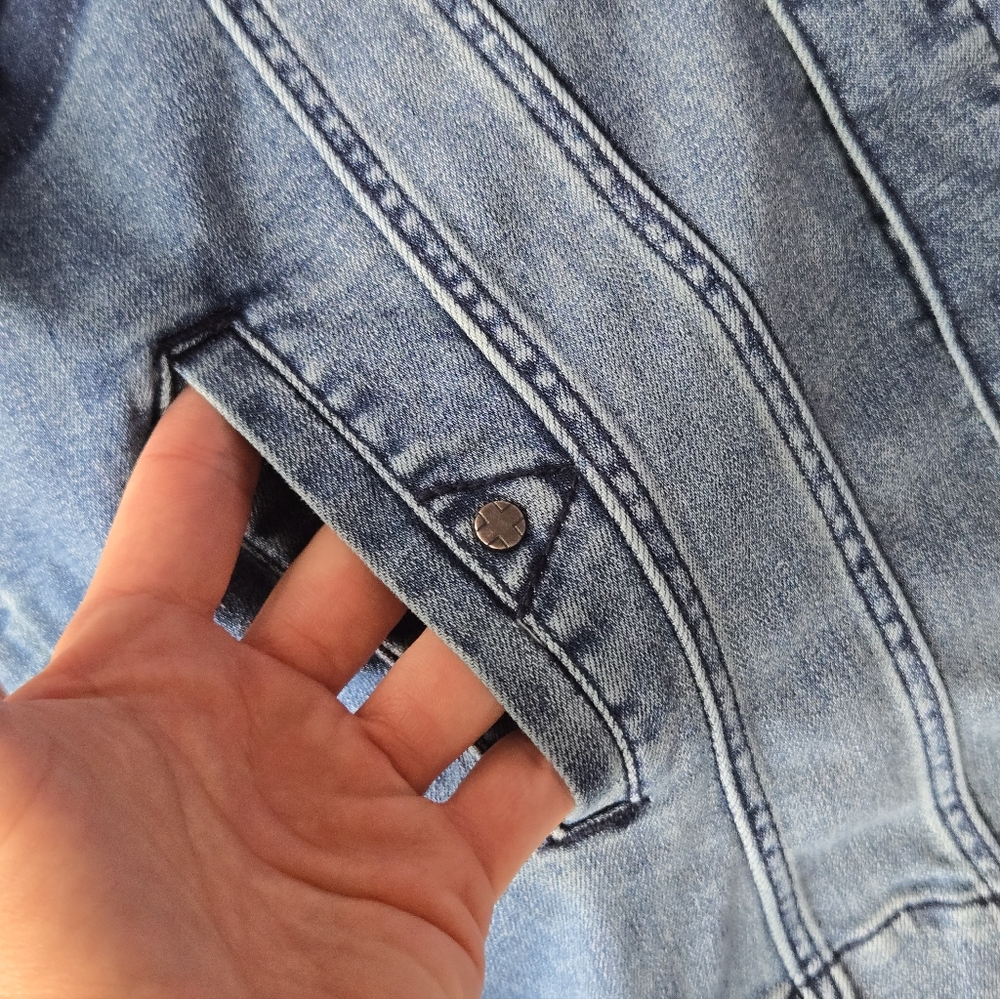 Liverpool Embroidered Raw Hem Denim Jacket - Melbourne Light - Size S - Picture 8 of 12